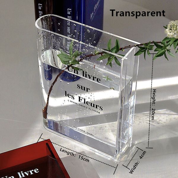 Clear acrylic vase for flowers, modern Nordic home decor, transparent desktop ornament, ideal as a gift