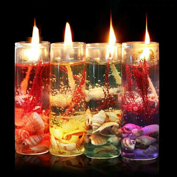 Clear glass jar ocean jelly wax candles with aromatherapy gel, smokeless and scented for romantic table decor