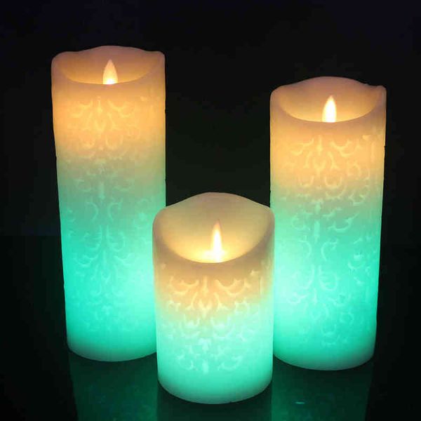 Color-changing gradient LED candles with remote control, flameless and breathable, perfect for weddings and parties