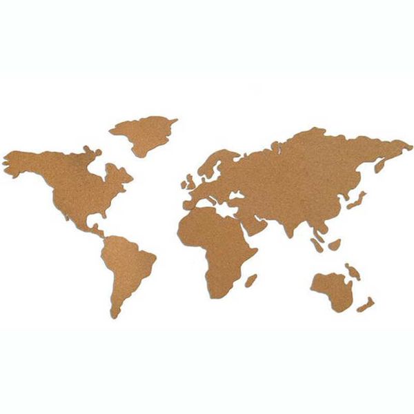 Cork wall map for office, school, or home decor with push pins