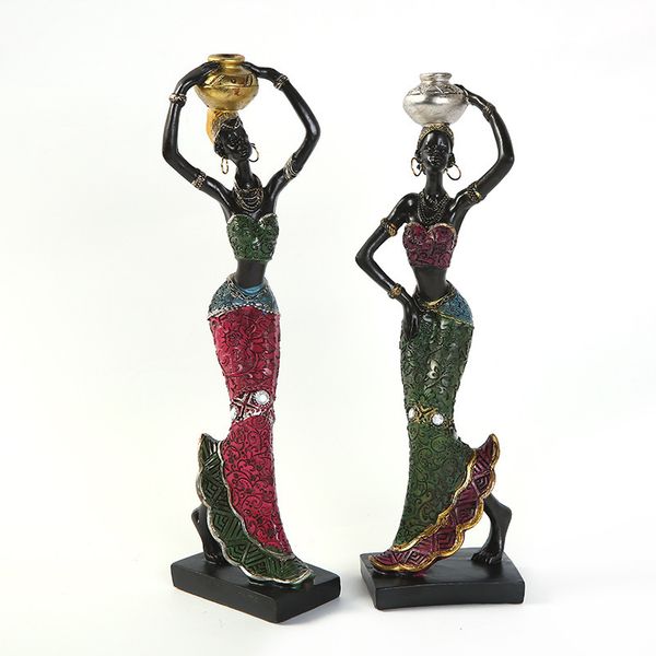 Craft Home Decoration Accessories Resin Statue Ornaments African Woman Staue Creative Sculpture T200703

African woman resin statue for creative home decor and ornamentation