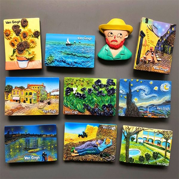Creative 3D Van Gogh cartoon fridge magnet for stylish room decor and gifts