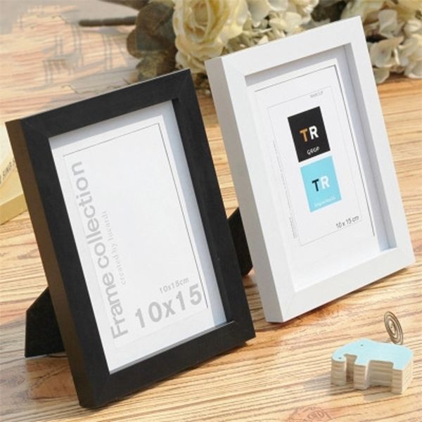 Creative black and white wood photo frame, simple natural solid wood, wall-mounted design 201211