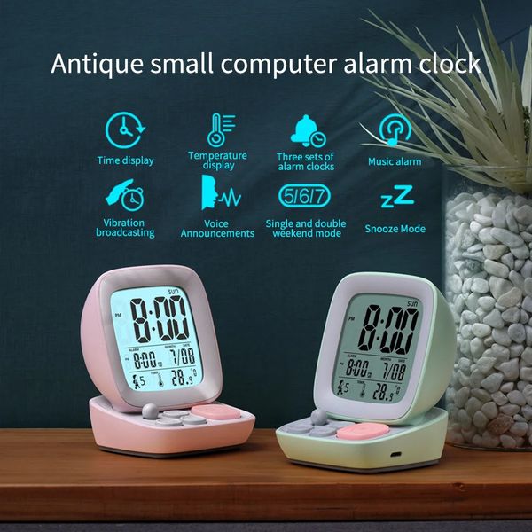 Creative LED Alarm Clock for Kids - Silent Bedside Wake-Up Device with Cartoon Design and Charging Function