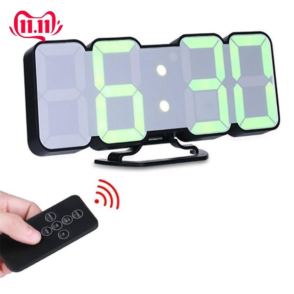 Creative Remote Control 3D LED Digital Wall Clock with Voice Control for Table or Wall, Nixie Style Kitchen Timepiece Y200109