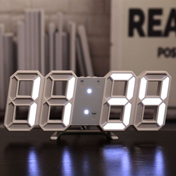 Creative smart LED wall clock with photosensitive digital display and alarm function