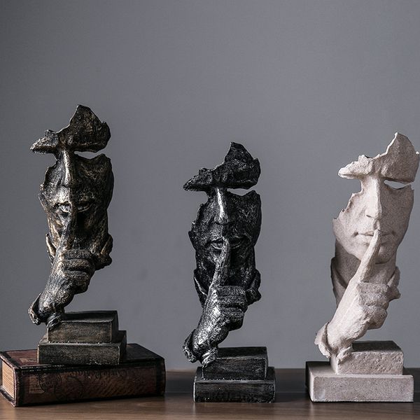 Creative Thinker Statues Retro Abstract Characters Figurine Miniature Sculpture Home Desktop Craft Gift