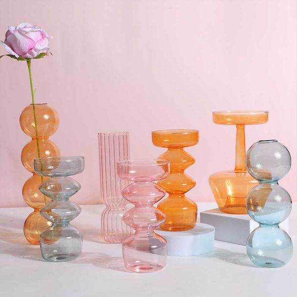Crystal bubble glass vase for floral displays and hydroponics, a decorative art piece for home tabletops
