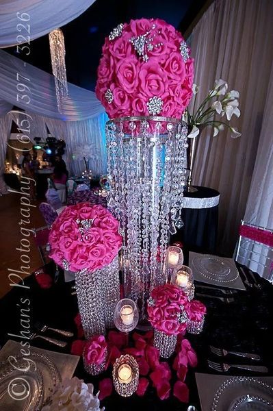 Crystal wedding chandelier with floral stand for elegant table centerpieces