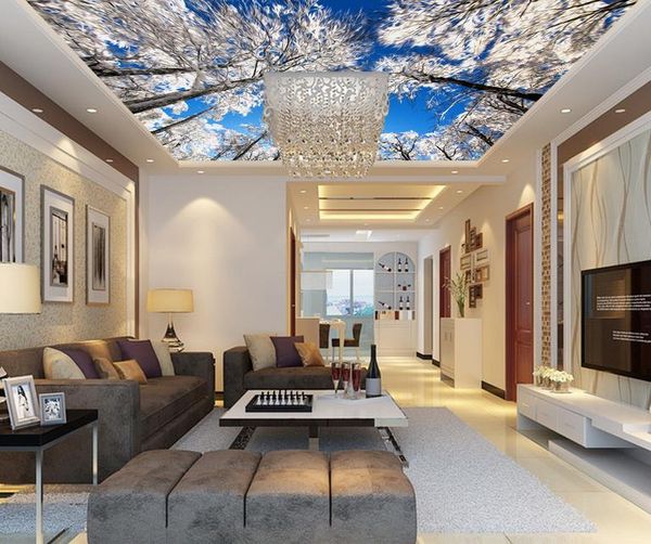Custom 3D ceiling murals for luxurious European-style hotel and living room decor