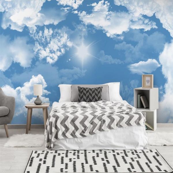 Custom 3D cloud and sky wallpaper for living room and bedroom walls