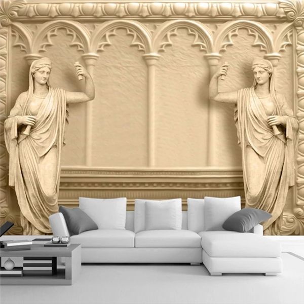 Custom 3D high-end contemporary wall decor featuring European sculpture designs for living room waterproof backgrounds
