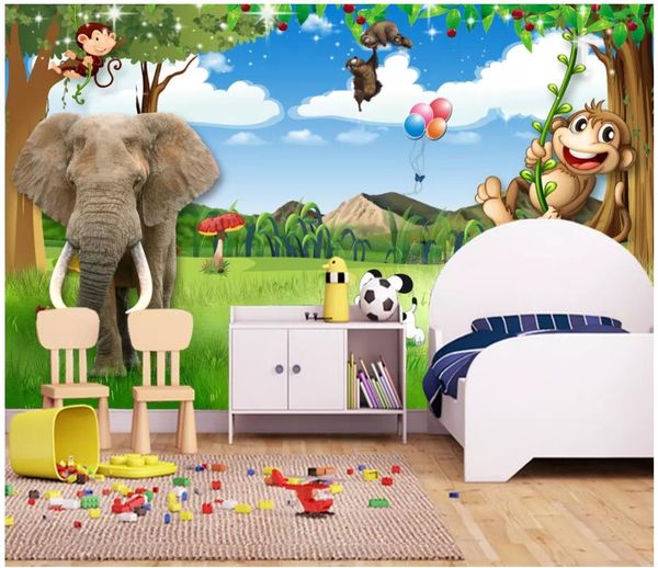 Custom 3D photo wallpaper featuring beautiful scenic murals and fresh cartoon designs for kids' room backgrounds