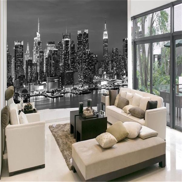 Custom 3D wallpaper featuring a New York cityscape mural for large living spaces and bedrooms, waterproof decorative backdrop