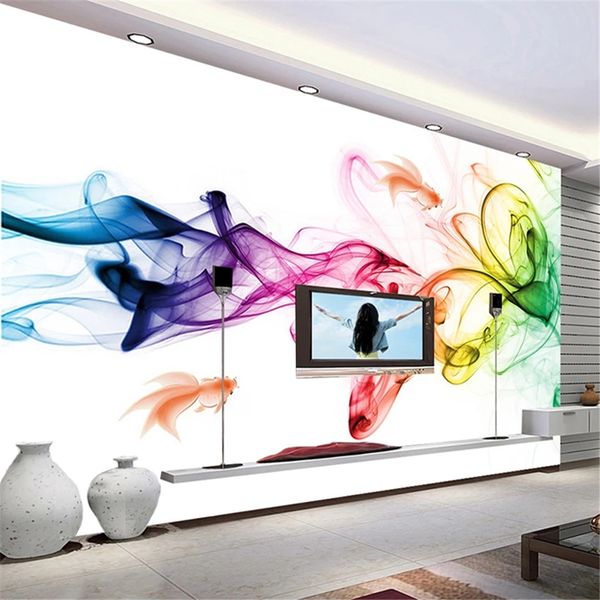 Custom 3D wallpaper featuring modern abstract geometric designs in vibrant colors, perfect for living room sofas and TV backgrounds with waterproof properties