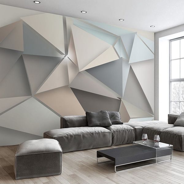 Custom 3D wallpaper for modern TVs, featuring abstract geometric art for living rooms and bedrooms