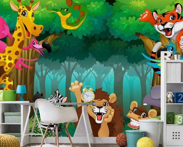 Custom 3D wallpaper murals featuring forest and animal designs for living room and bedroom wall decor