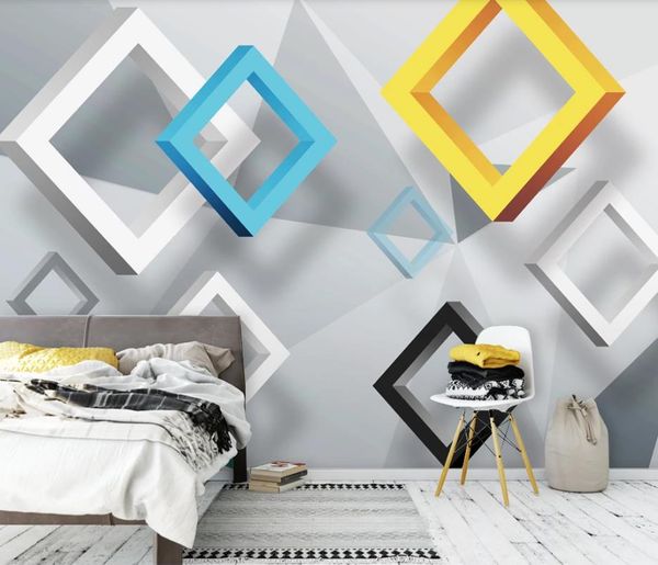 Custom 3D wallpaper murals with abstract designs for living rooms, bedrooms, and TV walls as creative home decor stickers