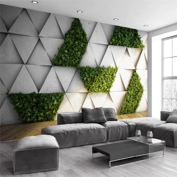 Custom abstract mural wallpaper featuring geometric four-leaf clover design for TV background wall art