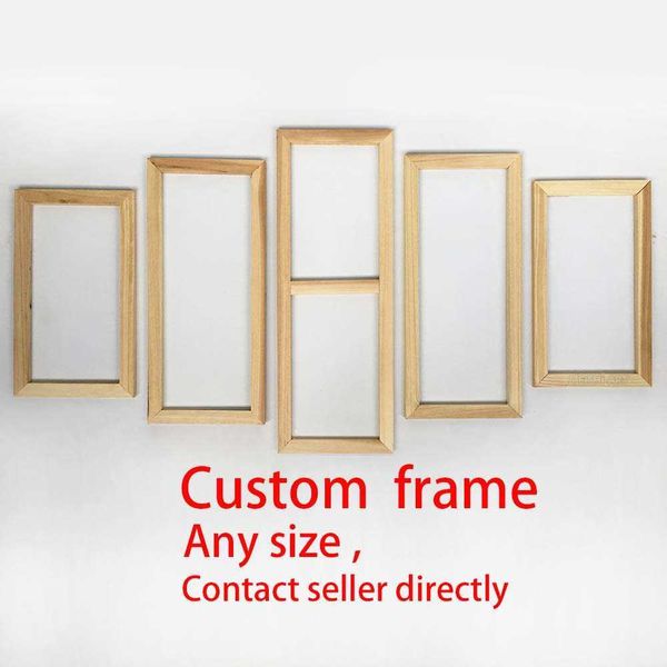Custom DIY wooden inner frame for 5-panel unframed canvas art prints and oil paintings