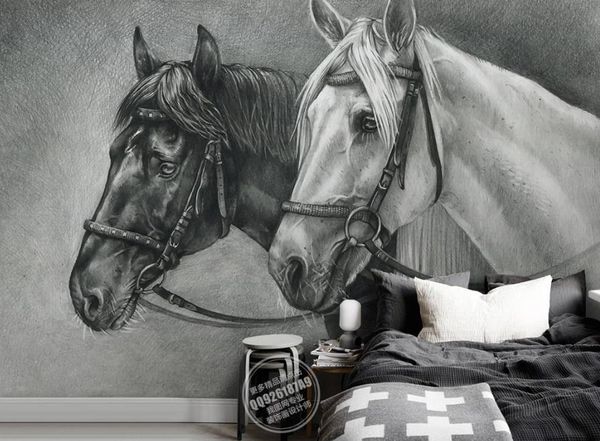 Custom equestrian wallpapers for home decor, living room and bedroom wall coverings, TV backdrop images, wall stickers, and 3D wallpapers