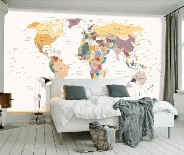 Custom high-definition 3D world map wallpaper for living room sofa wall decoration