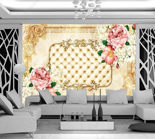 Custom wallpaper rolls for home living spaces, featuring rose designs for bedrooms and TV walls