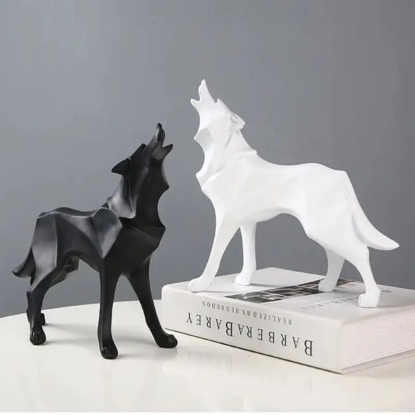 Decorative Abstract Wolf Statue - Modern Resin Sculpture for Home or Office Decor