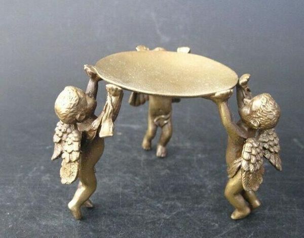 Decorative Ancient Chinese Bronze Angel Legs Statue Oil Lamp Candlestick Handmade