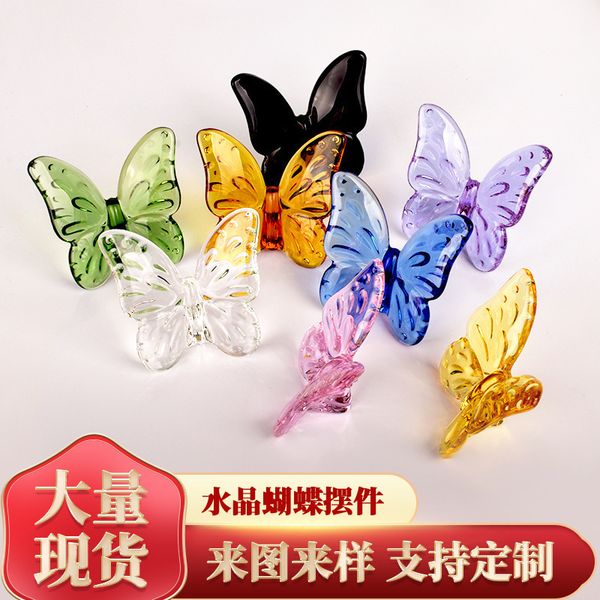 Decorative Colored Crystal Butterfly Figurines for Home and Party Decor, Holiday Gifts