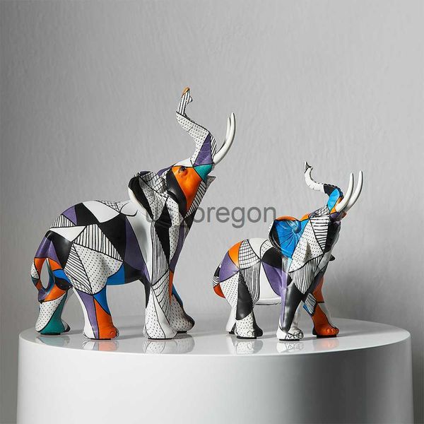 Decorative elephant figurines, modern resin animal sculptures for Nordic home decor
