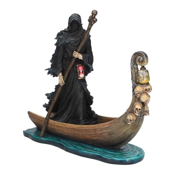 Decorative figurine of a black man rowing a boat for indoor or outdoor spaces
