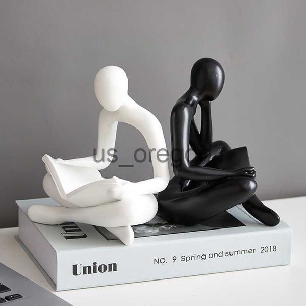 Decorative figurine of a reader statue for home and office decor, ideal for bookshelf display