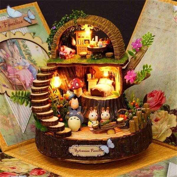 Decorative Figurines: My Neighbor Totoro Music Box - Handmade LED Castle in the Sky Toy for Kids, Birthday or Romantic Valentine's Gift
