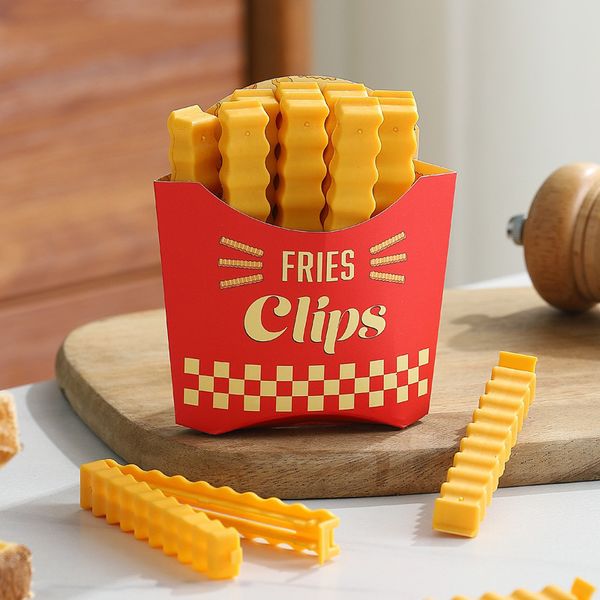 Decorative Objects Figurines 1012pcs set Creative Magnetic French Fries Bag Sealer With Holder Food Seal Clip Keep Fresh Household Kitchen O