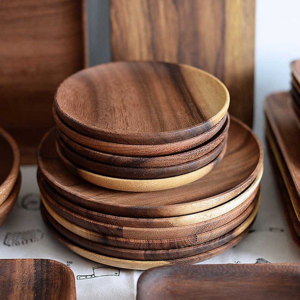 Decorative Round Wooden Plates: Acacia Serving Trays for Desserts, Snacks, Fruit, and Appetizers