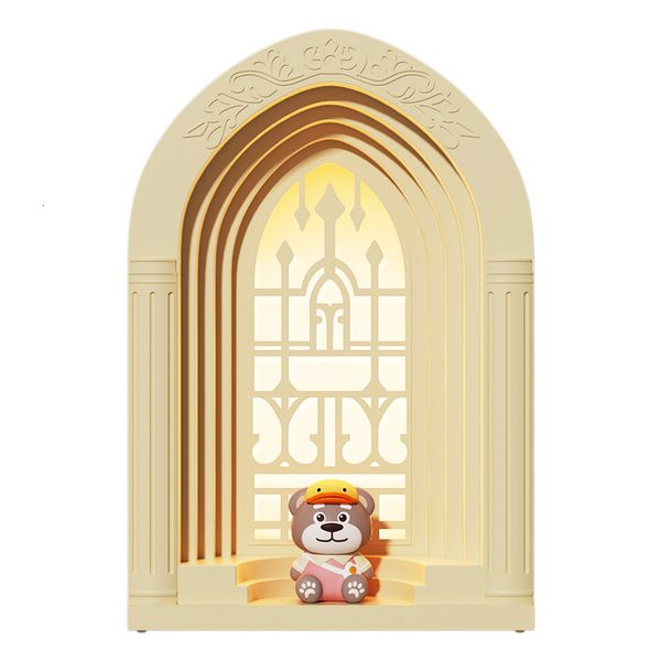Decorative small figurine night light with voice control for simple bedroom or bedside ambiance