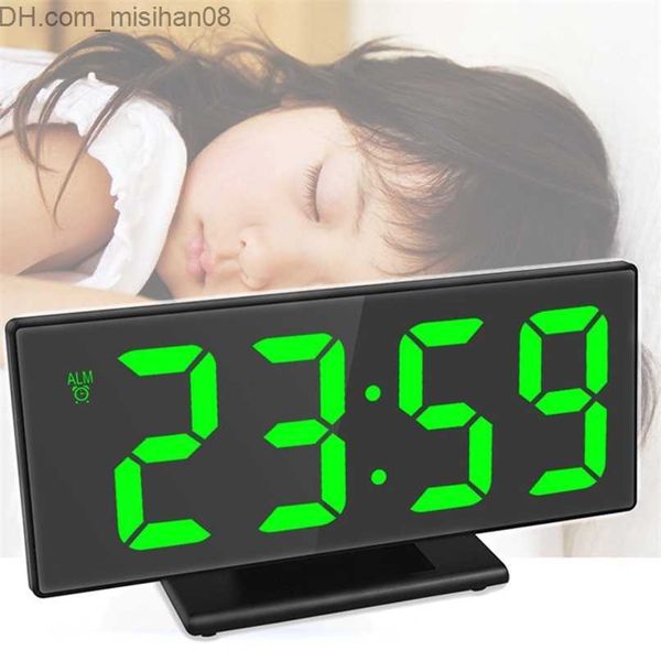 Desk Table Clocks Digital Alarm Clock LED Mirror Electronic Alarm Clocks Large LCD Display Digital Table Clock with Calendar Temperature Z23