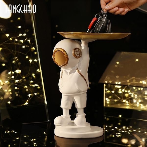 Diver statue with tray serves as a multifunctional home decor piece for desk, TV cabinet, or room decoration, also makes a great gift