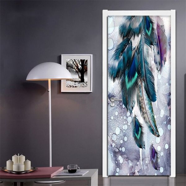 DIY Creative Self-adhesive 3D Door Sticker Modern Fashion Color Feather Living Room Bedroom Door Mural PVC Waterproof Wall Paper 201009

Rewritten:
Creative DIY 3D self-adhesive door decal featurin...