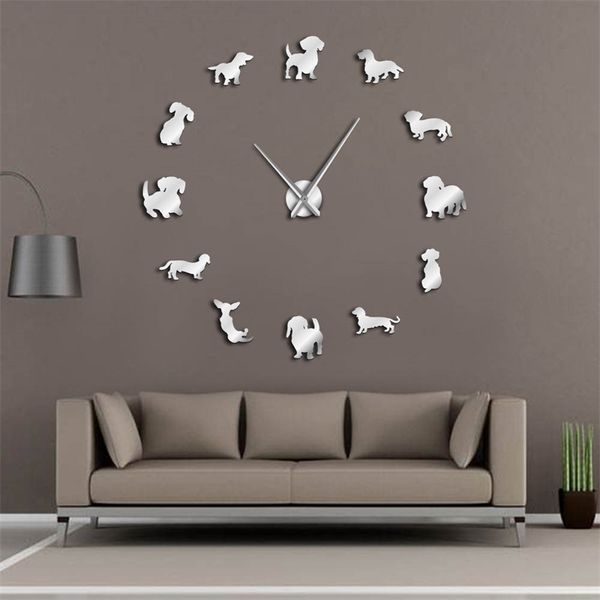 DIY Dachshund Art Wiener-Dog Puppy Pet Frameless Giant With Mirror Effect Sausage Dog Large Clock Wall Watch 210310

Custom Dachshund Art Wiener-Dog Pet Frameless Oversized Mirror-Finish Sausage Dog Wall Clock 210310