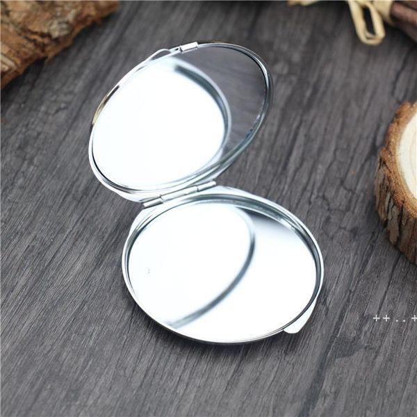 DIY makeup mirrors with iron-on face sublimation on plated aluminum sheets, perfect as compact cosmetic gifts or portable decorative items