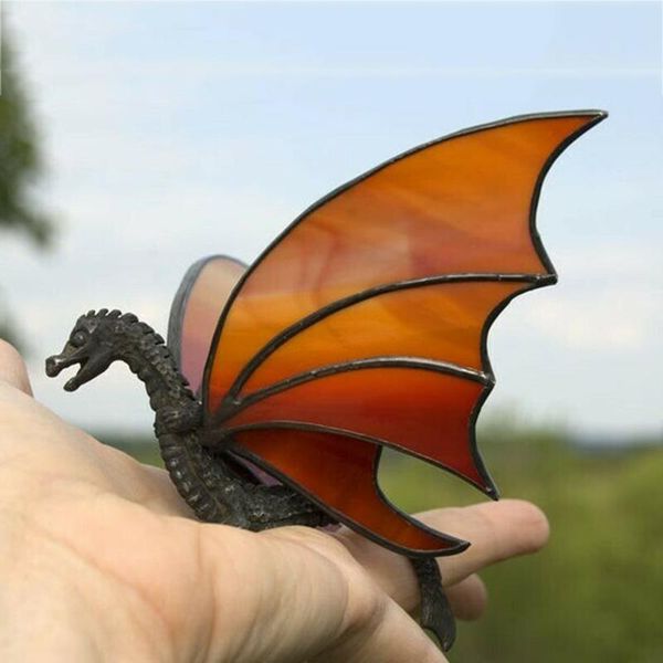 Dragon-themed stained glass sun catcher for outdoor decor, perfect as a festive gift for Christmas or Halloween
