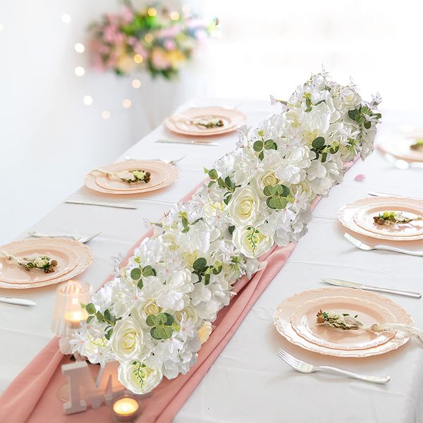 Dried floral wedding aisle decor featuring silk roses, peonies, and hydrangeas for DIY arched door or window arrangements