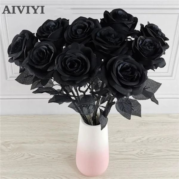 Dried Flowers 5pcs 89cm Silk Black Rose Artificial Flower Head Bouquet Home Living Room Wedding Chritmas Decoration Year 231130

5-piece 89cm silk black rose artificial dried flower bouquet for home, living room, wedding, and Christmas decor