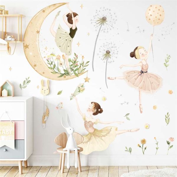 Eco-friendly dancing girl wall decal for girls' bedrooms and nurseries, removable PVC sticker for DIY home decor