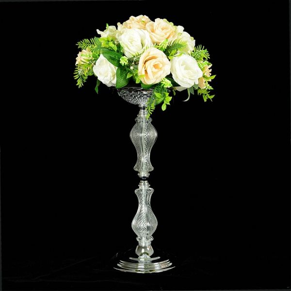 Elegant acrylic vases for wedding table centerpieces, featuring exquisite pillar flower stands perfect for party events, hotel decor, and home decoration
