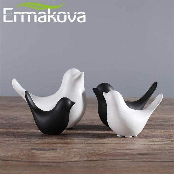 ERMAKOVA 2-piece ceramic bird figurine set, porcelain animal statues for home, bar, coffee shop, office, or wedding decor gift