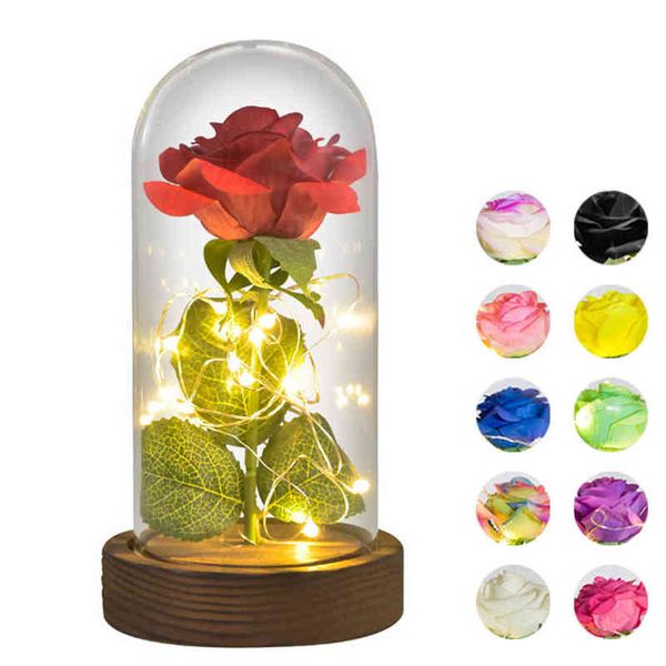 Eternal rose in glass dome with LED light, perfect Valentine's, Mother's Day, or Christmas gift for women