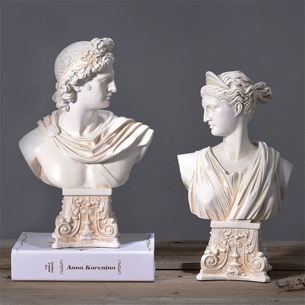 European Anna Apollo plaster head sculpture, a retro-style resin figurine for home decor